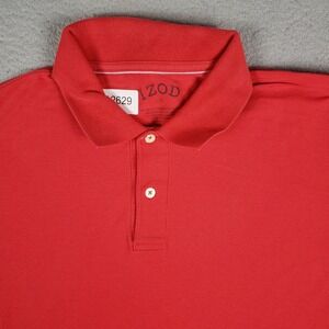 IZOD Red Casual Mens Short Sleeve Button Polo Shirt Size Large